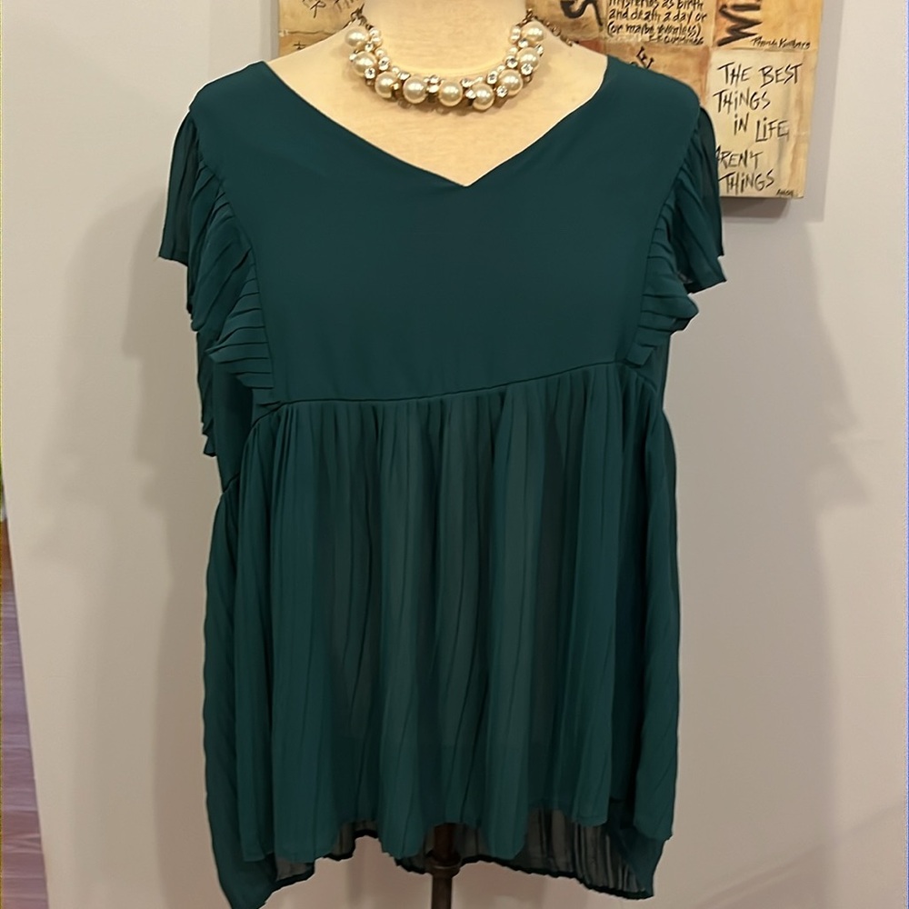 Torrid Teal Pleated Blouse